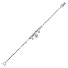 Load image into Gallery viewer, Authentic 14K White Gold 15 Anos Years CZ Bow Heart Bracelet Quinceañera Gift
