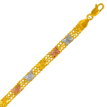 Load image into Gallery viewer, 14K Tri Color Gold Double Link Bracelet 5.5 mm Wide 7" and 7.5" Chain 6.6 grams

