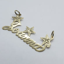 Load image into Gallery viewer, 10K Solid Yellow Gold Handmade Personalized Custom Name Pendant Charm with Stars
