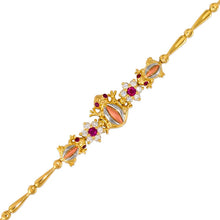 Load image into Gallery viewer, 14K Tricolor Gold Fancy Frog Bracelet 2mm Wide 13mm Center, Set Available

