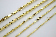 Load image into Gallery viewer, 10K Yellow Gold Hollow Rope Twist Chain Bracelet Men Women 2mm-5mm Size 7" 8" 9"
