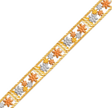 Load image into Gallery viewer, 14K Tri Color Gold Faceted Diamond Cut Bracelet 7mm 7" Chain Brazalete Tricolor
