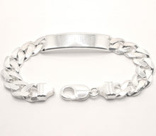 Load image into Gallery viewer, 925 Sterling Silver Personalized Custom Engraved Curb Link ID Bracelet 11mm Wide
