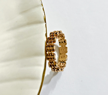 Load image into Gallery viewer, 14K Solid Yellow White Rose Gold Handmade Brick Chain Ring 4mm Band Size 4~10
