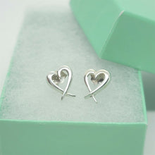Load image into Gallery viewer, 925 Sterling Silver Small Heart Cut Out Stud Earring for Women Girl High Quality
