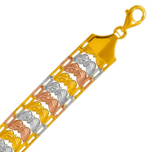 Load image into Gallery viewer, 14K Tricolor Gold Bohemian Style Gypsy Boho Hand Chain Bracelet 12.5mm 7"~8"
