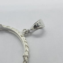 Load image into Gallery viewer, Sterling Silver Quarter Dollar Bezel 24mm Rope Edge Coins Prong Back Diamond Cut
