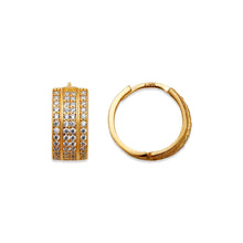 Load image into Gallery viewer, 14K Gold Hoop Earrings Sparkling Accents Elegant Huggie Style for Women 6.5x14mm
