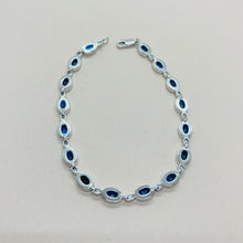 Load image into Gallery viewer, Sterling Silver Synthetic Opal Bracelet Oval Links 6mm Wide
