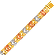 Load image into Gallery viewer, 14K Tri Color Gold Faceted Diamond Cut Bracelet 9 mm 7" Chain Brazalete tricolor
