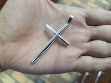 Load image into Gallery viewer, 925 Sterling Silver Plain 4mm Tubular Cross Pendant 2 1/4 Inch Tall (56mm)
