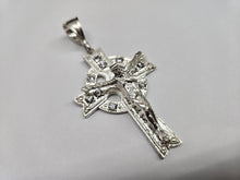 Load image into Gallery viewer, 925 Sterling Silver CZ Celtic Crucifix Cross Pendant 2 3/4 Inch (69mm) Tall
