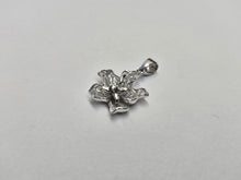 Load image into Gallery viewer, 925 Sterling Silver Small Micro Pave CZ Orchid Pendant 11/16 (17mm) Inch Tall
