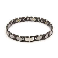 Load image into Gallery viewer, Tungsten Carbide Ceramic 2-Tone Black &amp; Rhombus Facets Magnetic Therapy Bracelet
