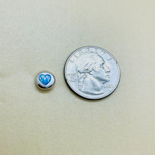 Load image into Gallery viewer, Sterling Silver Synthetic Blue Opal Heart Inlay Flat ball Stud Earrings
