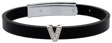 Load image into Gallery viewer, 925 Sterling Silver Alphabet Letter Block CZ Stone Flat Rubber Bracelets, 8mm

