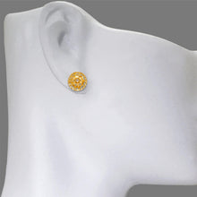 Load image into Gallery viewer, 14K Real Two Tone Gold Small Diamond Cut Flower Stud Earrings 12mm
