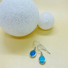 Load image into Gallery viewer, Sterling Silver Synthetic Opal Oval Earrings
