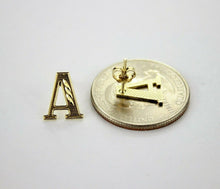 Load image into Gallery viewer, 10K solid Yellow Gold Diamond Cut Initial Alphabet Letter Stud Earrings A to Z
