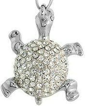 Load image into Gallery viewer, Jeweled Turtle Tortoise Key Chain Crystal Key Ring 3 inches long 33mm Round
