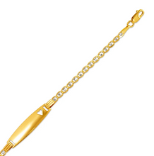 Load image into Gallery viewer, 14K Two Tone Gold Kids Gucci Pave ID Bracelet 7mm/2.5mm 6" Engraving Available

