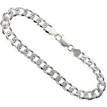 Load image into Gallery viewer, 925 Sterling Silver Pave Cut Beveled Curb Cuban Link Chain Necklace 8mm 7"-30"
