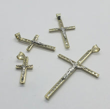 Load image into Gallery viewer, 10K Yellow Gold Cross Pendant with/out White Gold Jesus 4 Sizes
