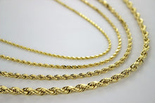 Load image into Gallery viewer, Authentic 14k Solid Yellow Gold D/C Rope Chain 1.5mm~5mm/16"~30"
