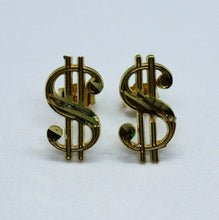 Load image into Gallery viewer, 10K Solid Yellow Gold Dollar $ sign Earrings 2 sizes
