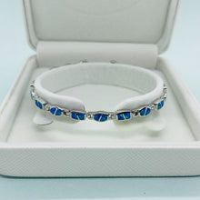 Load image into Gallery viewer, Sterling Silver Synthetic Opal Bracelet Oval &amp; Square Links Hand Inlay
