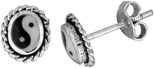 Load image into Gallery viewer, 925 Solid Sterling Silver Yin Yang Stud Earrings 5/16 X 1/4 inch 8mm Women Girl
