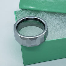 Load image into Gallery viewer, Tungsten Carbide 8mm Faceted Dome Wedding Band Ring Octagon Patterns Size 5~14
