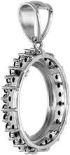 Load image into Gallery viewer, Sterling Silver CZ Dime Bezel CZ Halo 18 mm Coins Prong Back Black White 2 Color
