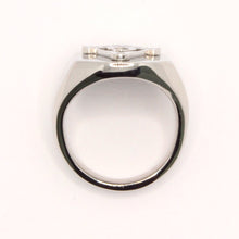 Load image into Gallery viewer, Stainless Steel Masonic Letter G Hand Square and Compass Signet Ring 3/4 Inch
