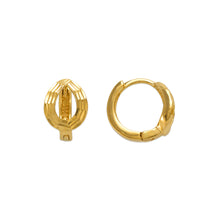 Load image into Gallery viewer, 14K Real Yellow White Gold Huggie Hoop Earrings Diamond Cut Round 11mm Men Women
