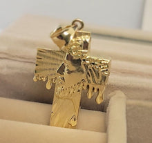 Load image into Gallery viewer, Authentic 10K Solid Gold Jesus Face on Cross Pendant Diamond Cut 2 inch Charm

