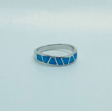 Load image into Gallery viewer, Sterling Silver Blue Synthetic Opal Narrow Wave Band Ring
