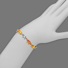 Load image into Gallery viewer, 14K Tricolor Gold Fancy Elephant High Polished Bracelet 6mm Wide 8.3g H-Clasp
