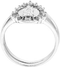Load image into Gallery viewer, 2-Piece Sterling Silver Guadalupe Ring for Women D/C Halo Split Shank 5/8in 6-9
