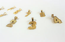 Load image into Gallery viewer, 10K Solid Yellow Gold Number Digit Charm Pendant 0-9 Diamond Cut 2 Sizes
