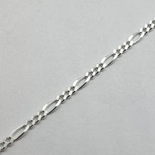 Load image into Gallery viewer, 925 Sterling Silver Figaro Chain Bracelet Beveled Edge from Italy 2.5mm 7"-10"
