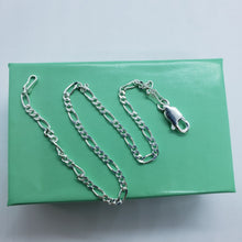 Load image into Gallery viewer, 925 Sterling Silver Figaro Chain Bracelet Beveled Edge from Italy 2.5mm 7"-10"
