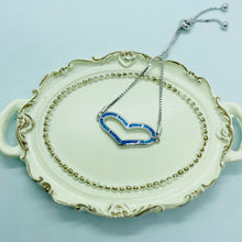 Load image into Gallery viewer, Sterling Silver Synthetic Opal Heart Bolo Bracelet for Women Sliding Clasp
