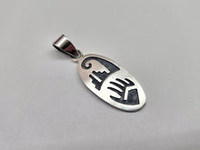 Load image into Gallery viewer, 925 Sterling Silver Flat Oval with Bear Paw Design Pendant 1 3/8 (34mm) Inch

