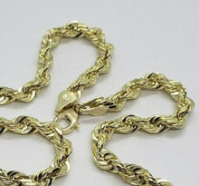Load image into Gallery viewer, Authentic 10K YELLOW GOLD Hollow Twist Rope Link Chain Necklace 5.5mm 22"-32"
