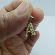 Load image into Gallery viewer, 10K Solid Yellow Gold Nugget Initial Letter Pendant Alphabet Necklace Charm
