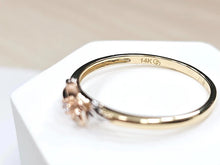 Load image into Gallery viewer, 14K Solid Gold Tri-Tone Flower Ring w CZ Stone Yellow White Rose Gold Size 5-9
