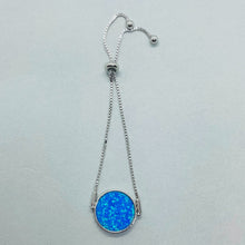 Load image into Gallery viewer, Sterling Silver Synthetic Opal Family Tree Bolo Bracelet for Women Sliding Clasp
