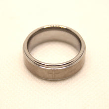 Load image into Gallery viewer, Tungsten Carbide Etched Cross Satin Finish Recessed Edges Wedding Band Ring 8mm
