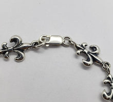 Load image into Gallery viewer, 925 Sterling Silver Fleur De Lis French Lily Bracelet Anklet 7.5 inches Long
